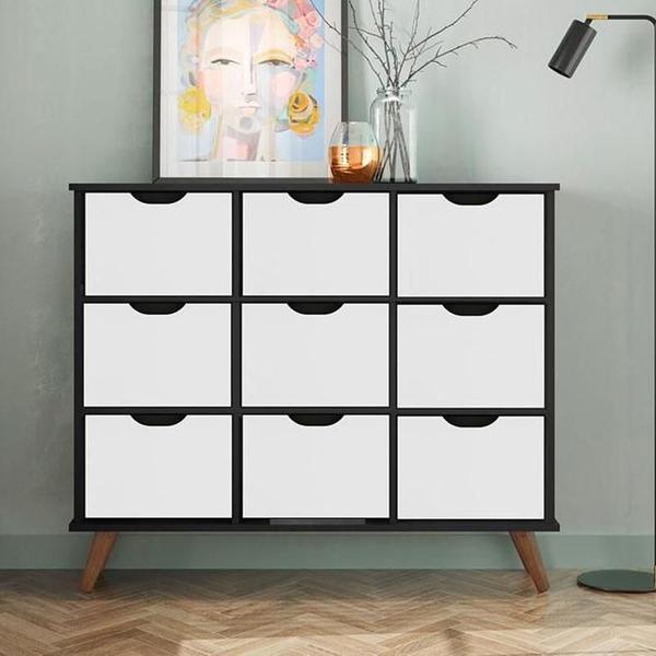 Imagem de Nicho Organizador Retro Preto com 9 Gavetas Brancas 108 x 92,5cm - FdECOR