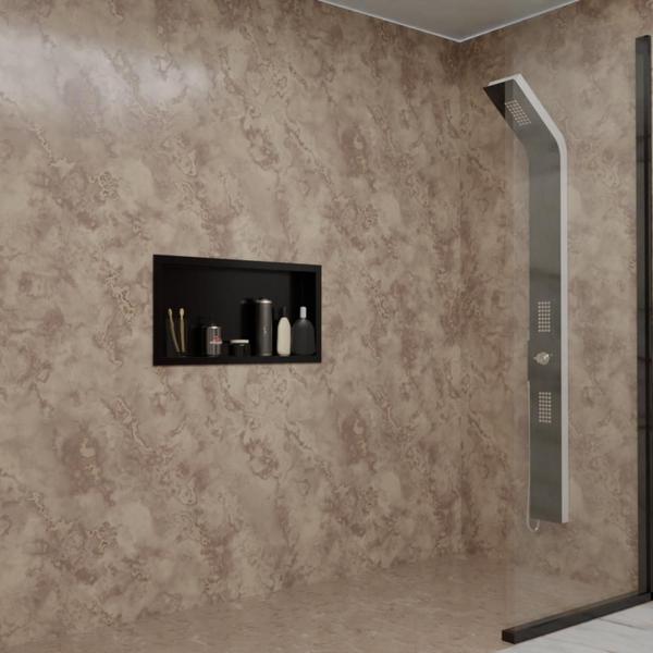 Imagem de Nicho p/ Banheiro Prateleira com borda Embutir 33x63 Suporte shampoo - Organize com Estilo