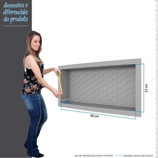 Imagem de Nicho Para Banheiro 60x27x9.5 Termoplástico Cozimax Cinza