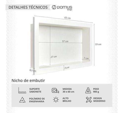 Nicho Para Banheiro E Cozinha Parede Embutir 30x60 Domus - Domus Design Imagem de Nicho Para Banheiro E Cozinha Parede Embutir 30x60 Domus