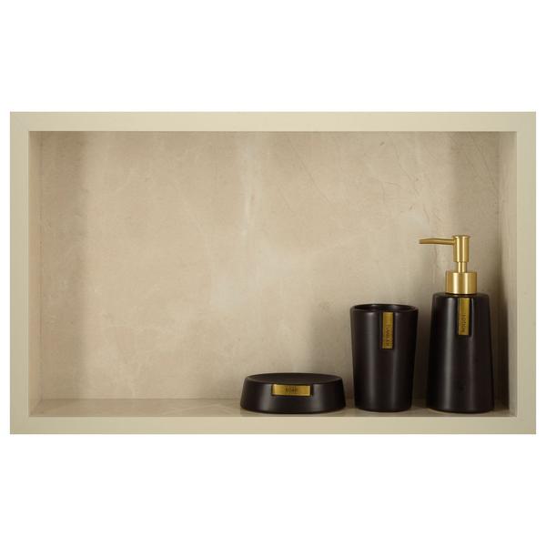 Nicho Para Banheiro Em Porcelanato E Porta Papel Higiênico Duplo - Kit com 2 peças (Bege 50) - Incompany Imagem de Nicho Para Banheiro Em Porcelanato E Porta Papel Higiênico Duplo - Kit com 2 peças (Bege 50)