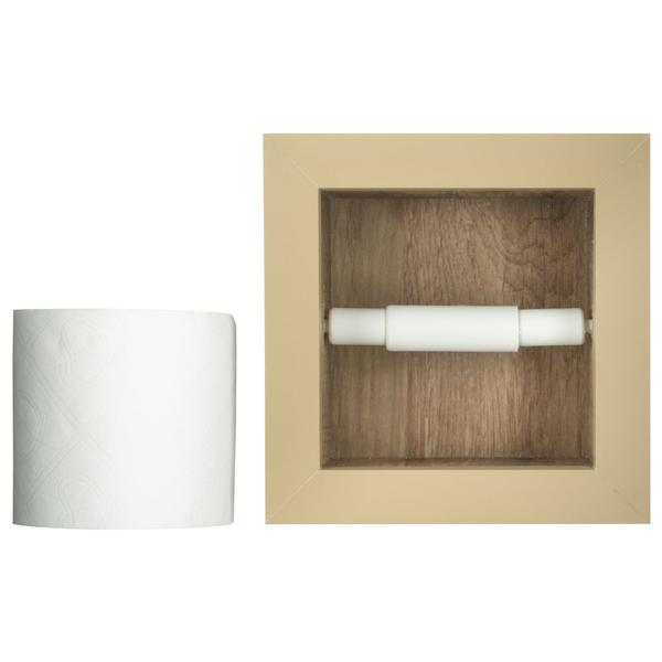 Imagem de Nicho Para Banheiro Em Porcelanato E Porta Papel Higiênico Simples - Kit com 2 peças (Madeirado 50)