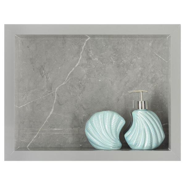 Nicho Para Banheiro Em Porcelanato Polido Porta Shampoo Sabonete e Porta Papel Higiênico (Cinza 40) - Incompany Imagem de Nicho Para Banheiro Em Porcelanato Polido Porta Shampoo Sabonete e Porta Papel Higiênico (Cinza 40)