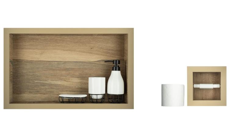 Nicho Para Banheiro Em Porcelanato Porta Shampoo Sabonete e Porta Papel Higiênico (Mad. 50) - Incompany Imagem de Nicho Para Banheiro Em Porcelanato Porta Shampoo Sabonete e Porta Papel Higiênico (Mad. 50)