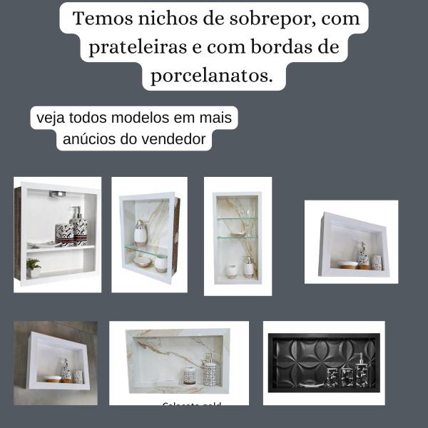 Nicho Porcelanato Para Banheiro 30x60x11 borda de alumínio - Belo Nicho Imagem de Nicho Porcelanato Para Banheiro 30x60x11 borda de alumínio