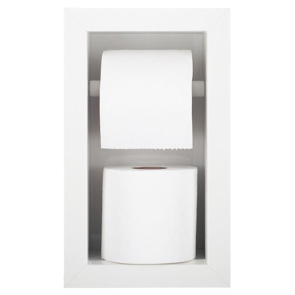 Imagem de Nicho Porta Papel Higiênico Duplo Para Banheiro Organizador Em Porcelanato (Branco)