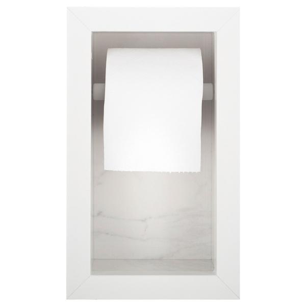 Imagem de Nicho Porta Papel Higiênico Para Banheiro Organizador Porcelanato Polido (Carrara Duplo)