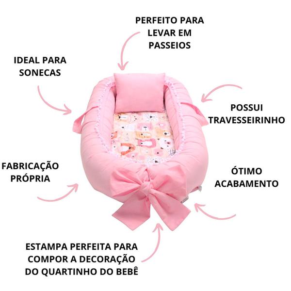 Imagem de Ninho Pompom Redutor de Berço c/ Enchimento e Zíper Menina Menino