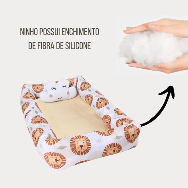 Imagem de Ninho Quadrado Estampado Redutor de Berço c/ Almofada Nuvem Menina Menino