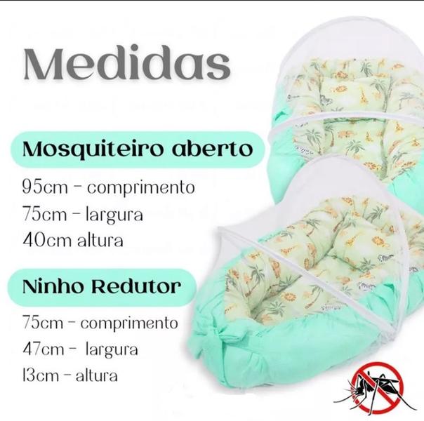 Imagem de Ninho Redutor De Berço Bebê Com Mosquiteiro Linha Safari Várias Estampas