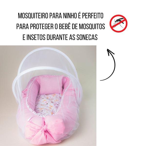 Imagem de Ninho Redutor de Berço com Mosquiteiro Tela Protetora Bebê Menina Menino