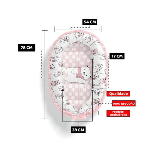 Imagem de Ninho Redutor De Berço Com Mosquiteiro Várias Estampas Menino Menina