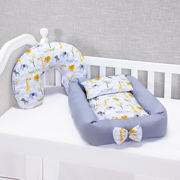 Ninho Redutor de Berço para Bebe + Almofada Amamentação para Amamentar 5 peças - L2M Imagem de Ninho Redutor de Berço para Bebe + Almofada Amamentação para Amamentar 5 peças