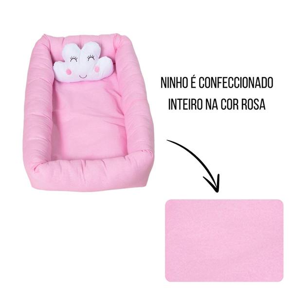 Ninho Redutor Liso Quadrado De Berço Bebê Menina Menino c/ Almofada Nuvem - Maria's Baby Imagem de Ninho Redutor Liso Quadrado De Berço Bebê Menina Menino c/ Almofada Nuvem