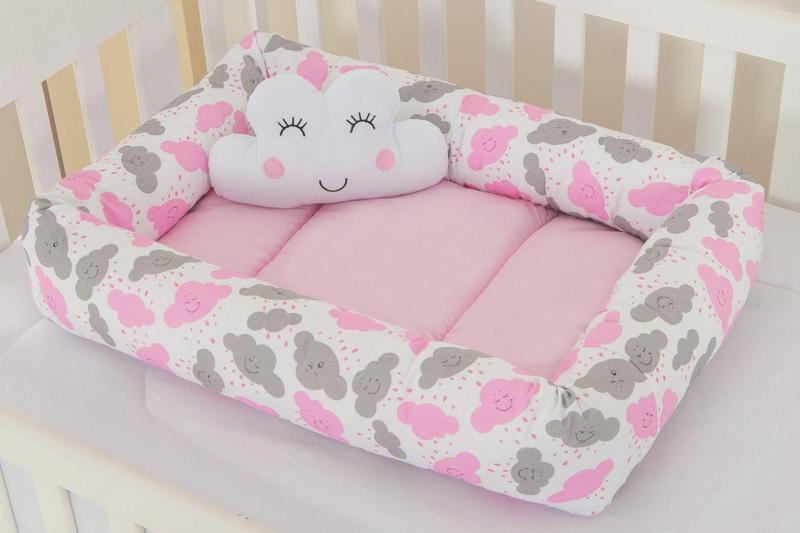 Imagem de Ninho Redutor Para Bebê Menina Nuvem Rosa com Almofada Nuvem. - Happy Baby