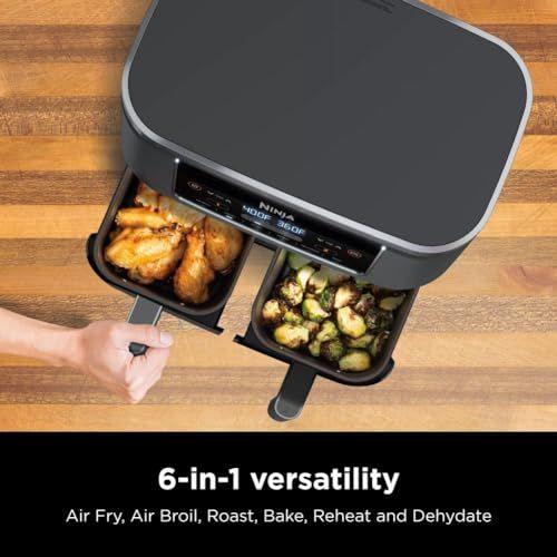 Ninja DZ201 Foodi Air Fryer 6em1 DualZone com 2 Cestas Cinza