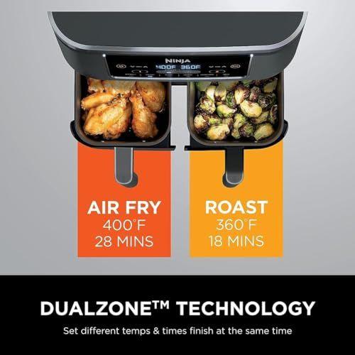 Ninja DZ201 Foodi Air Fryer 6em1 DualZone com 2 Cestas Cinza