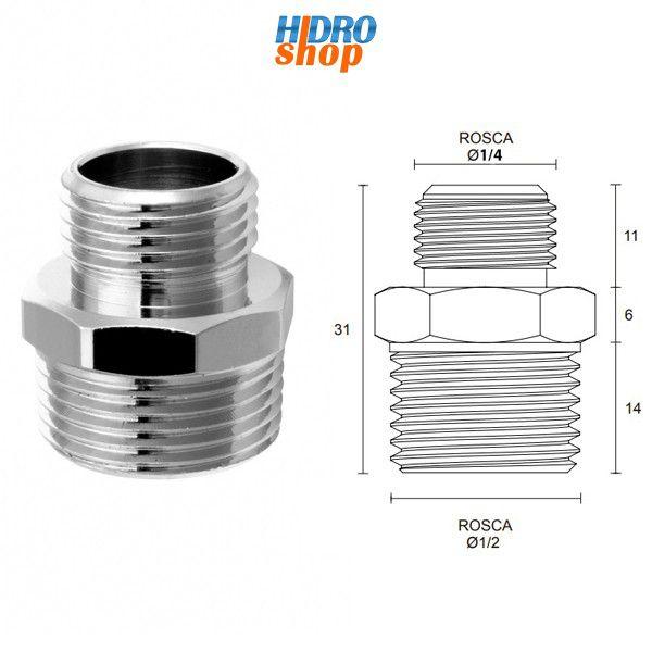 Imagem de Niple de Redução 1/2 x 1/4 Cromado - 310504