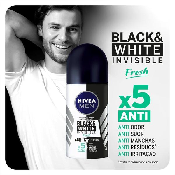 Imagem de NIVEA MEN Desodorante Antitranspirante Roll On Invisible Black & White Fresh 50ml