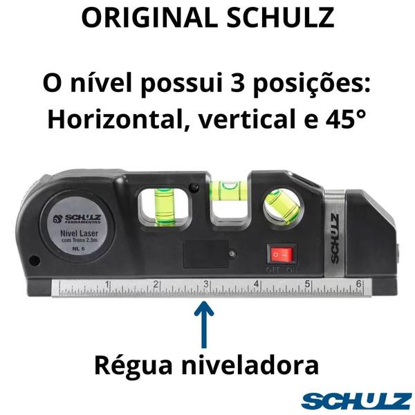 Imagem de Nível A Laser 3 Linhas Com Trena E Régua Nivelador Profissional Com Tripé Original Schulz