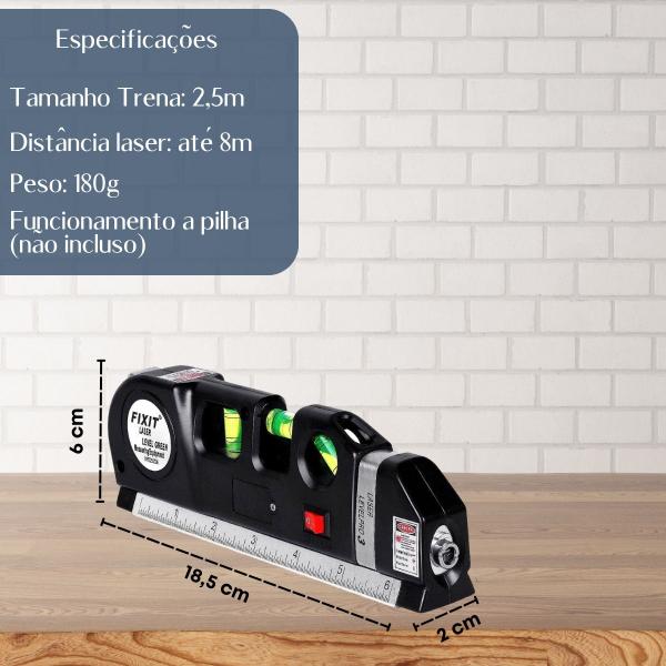 Imagem de Nível A Laser 3 Linhas E Trena Régua Nivelador Construção