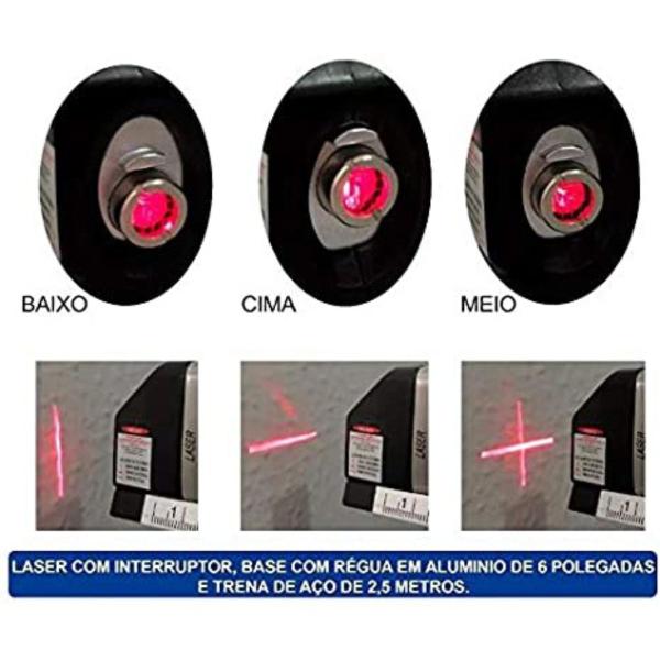 Imagem de Nível a Laser 3 Linhas e Trena Régua Nivelador Profissional