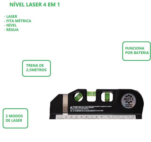 Imagem de Nivel a Laser 4 em 1 Trena Régua Fita Métrica Profissional