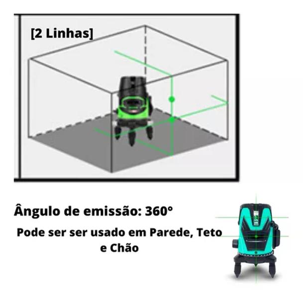 Imagem de Nivel A Laser 40m 2 Linhas Cruz Recarregável Com Suporte  Autonivelante Exbom