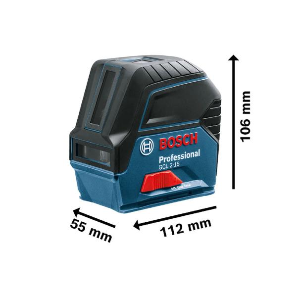 Imagem de Nível à Laser Bosch GCL 2-15 de Linhas Vermelhas e Cruzadas 15 Metros com Maleta (0 601 066 E02)