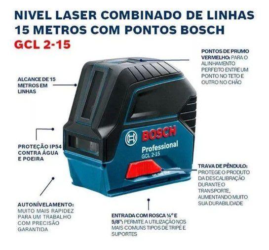 Imagem de Nivel a laser gcl 2-15 luz vermelha c/ 3 pilhas aa   pince de plafond suporte   maleta 15mts ref: 0601066e02000 -bosch