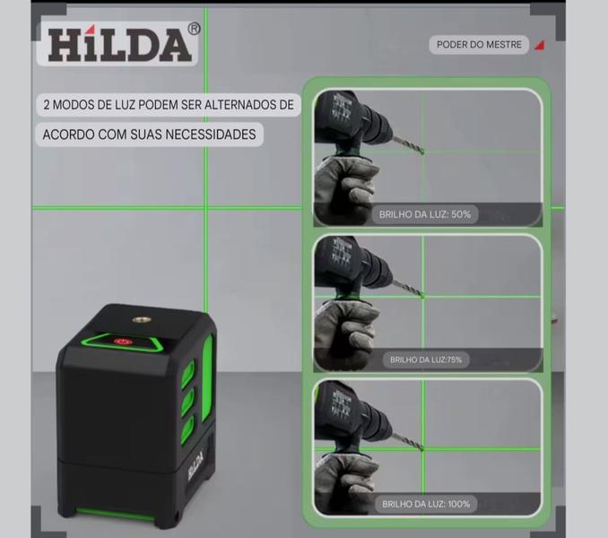 Imagem de NIVEL A LASER Hilda 2 linha A ferramenta Para  construção com  luz verde e cruz