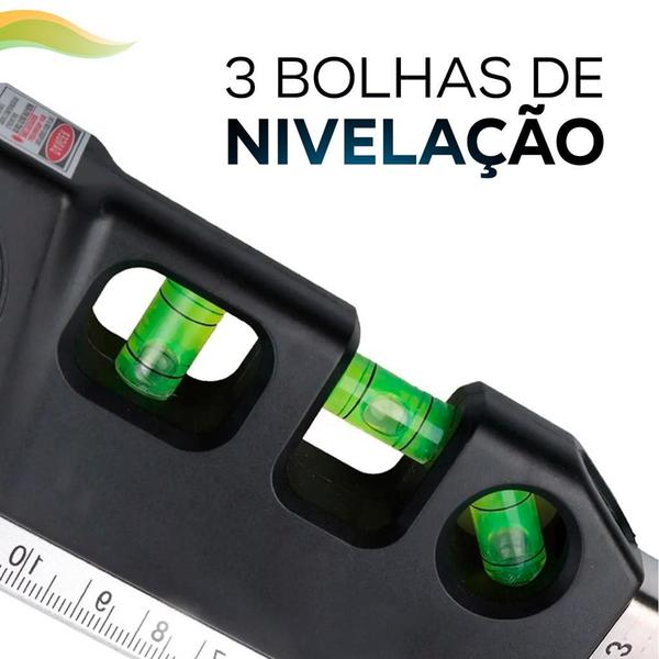 Imagem de Nível A Laser Nivelador 3 Linhas Com Trena 2,5m Profissional