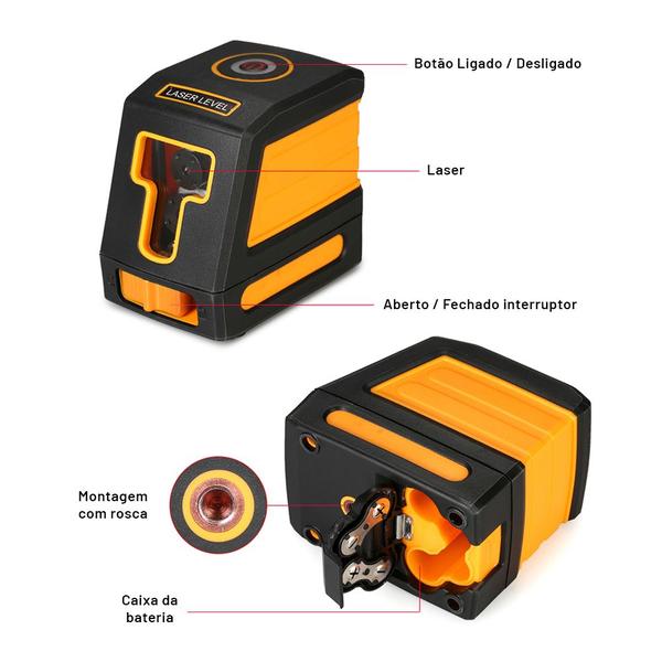 Imagem de Nível A Laser Profissional Linhas Régua Nivelador 15m Multifuncional Linha Cruzada Auto Nivelamento