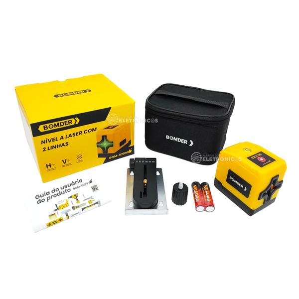 Imagem de Nível A Laser Verde 2 Linhas Kit Suporte Bolsa Com Bip Sonoro de Alerta BOM6209