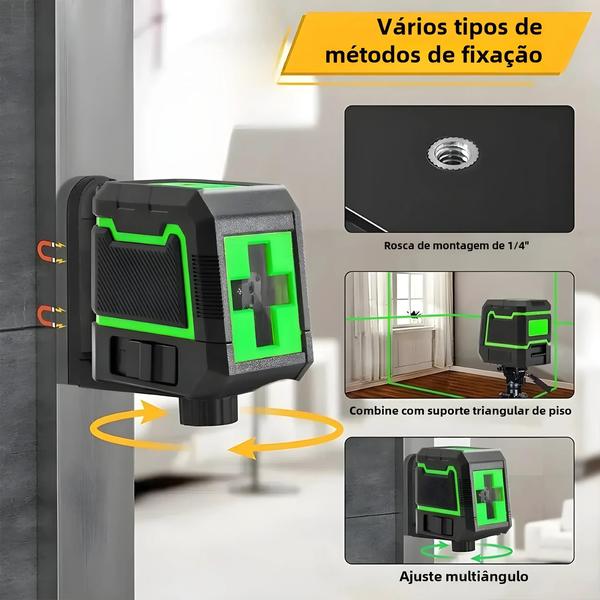 Imagem de Nível a Laser Verde Hilda - 2 Linhas, Auto-nivelamento, Horizontal e Vertical