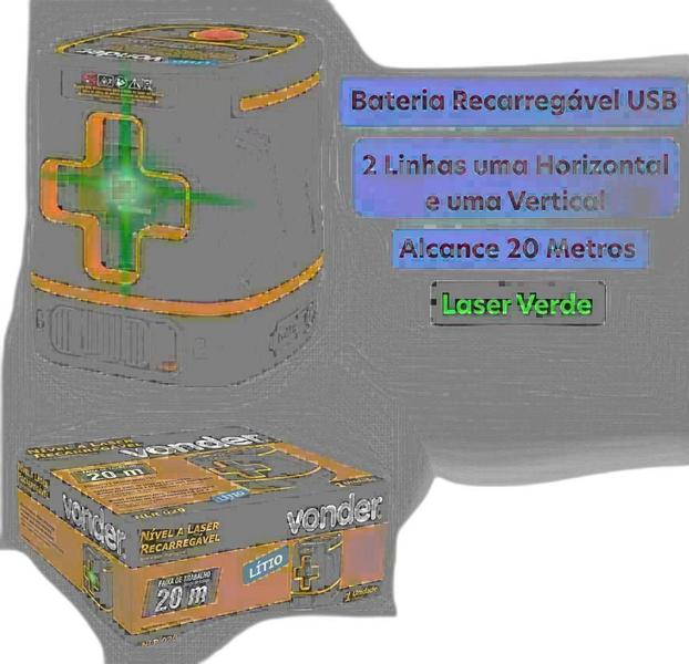 Imagem de Nível A Laser Vonder 2 Linhas Verdes 20 Metros Bateria Lítio