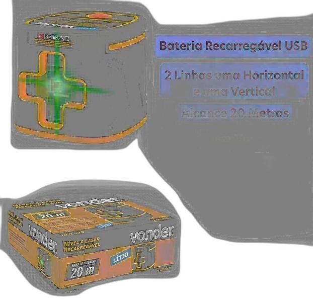 Imagem de Nível A Laser Vonder 2 Linhas Verdes 20 Metros Bateria Lítio