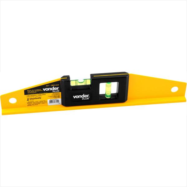 Nível de alumínio 12" com base magnética trapezoidal Vonder Plus Imagem de Nível de alumínio 12" com base magnética trapezoidal Vonder Plus