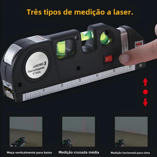 Imagem de Nível De Laser Multiuso Com Fita Métrica De 8 Pés E Réguas Métricas Ferramenta Niveladora De Laser