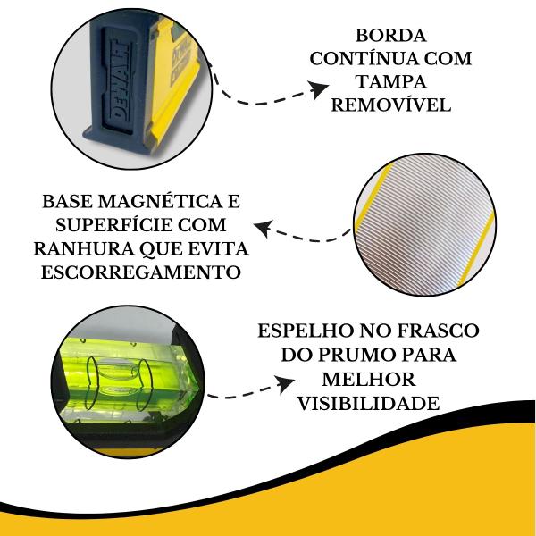 Nível De Mão Dewalt 4'' 10cm Com Bolha Alumínio E Base Magnética Gancho para Cintura Construção DWHT42801Portátil Imagem de Nível De Mão Dewalt 4'' 10cm Com Bolha Alumínio E Base Magnética Gancho para Cintura Construção DWHT42801Portátil