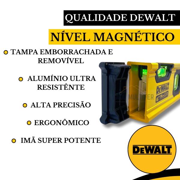 Imagem de Nível De Mão Dewalt 6'' 15cm Com 2 Bolhas Alumínio E Base Magnética ConstruçãoDWHT42802