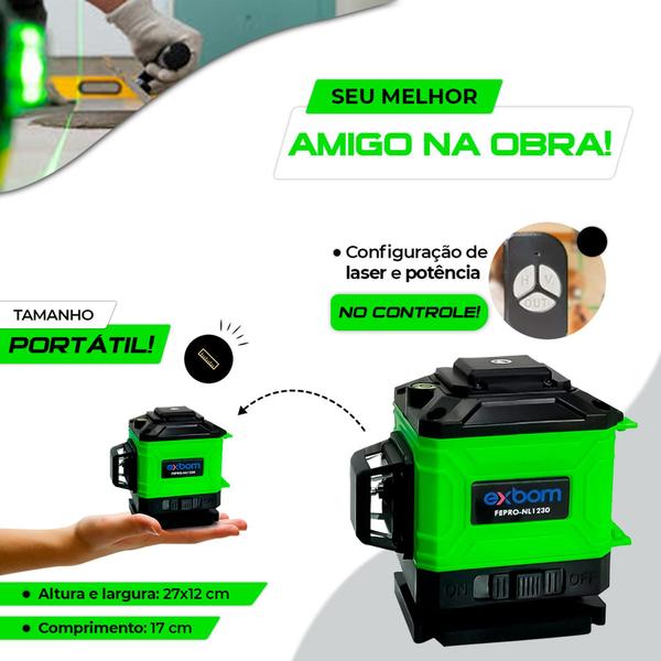 Imagem de Nível Laser 3D 12 Linhas Autonivelante Recarregável