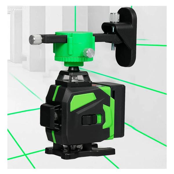 Imagem de Nível Laser 3D 12 Linhas Verde Recarregável + Controle + Bolsa+2 Baterias 2400mAh - Exbom