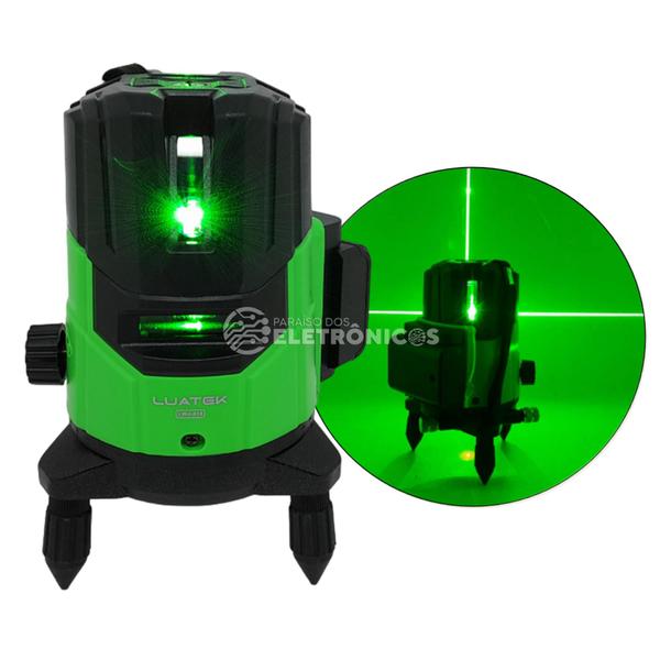 Imagem de Nível Laser 5 Linhas 6 Pontos Verde Profissional 360 Recarregável 5m Com 2 Baterias LWJ315