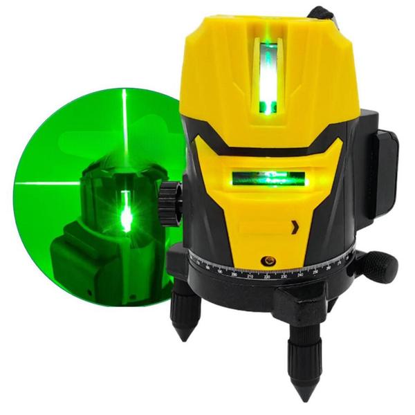 Imagem de Nível Laser Com 5 Linhas Verde Profissional 360 Recarregável 20 Metros  BOM6211