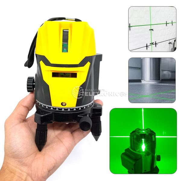 Imagem de Nível Laser Com 5 Linhas Verde Profissional 360 Recarregável 20 Metros BOM6211