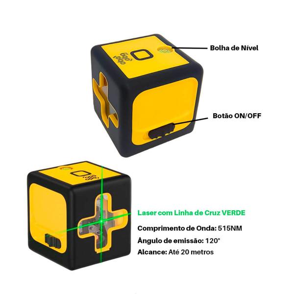 Imagem de Nível Laser Verde 2 Linhas 20m Profissional Com Suporte