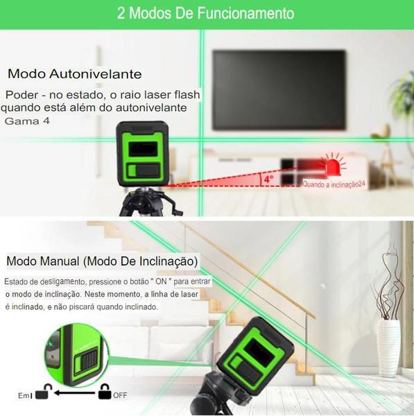 Imagem de Nível Laser Verde 20m 2 Linhas + Suporte Magnético + Pilhas