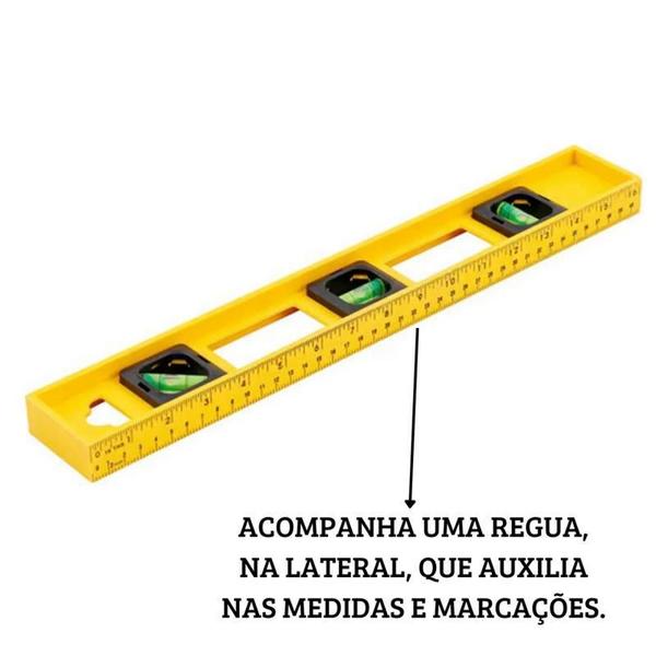 Imagem de Nível Manual De 3 Bolha Profissional Com Régua De 50Cm