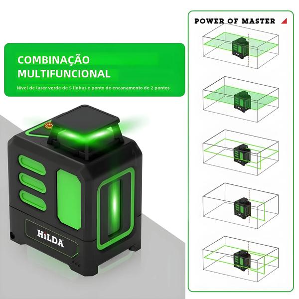 Imagem de Nivelador a Laser Hilda - 2, 5 Linhas, 360°, Verde, para Construção